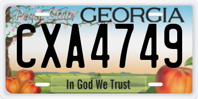 GA license plate CXA4749
