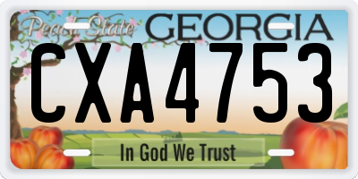 GA license plate CXA4753