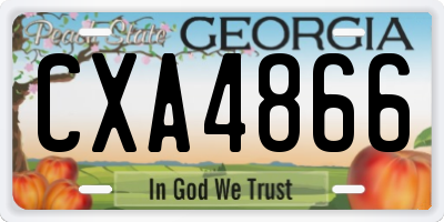 GA license plate CXA4866