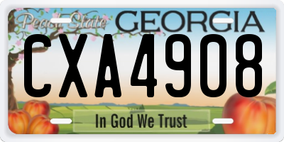 GA license plate CXA4908