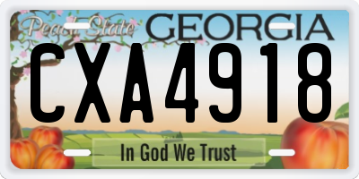 GA license plate CXA4918