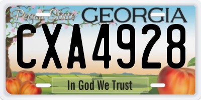 GA license plate CXA4928