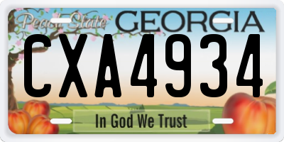 GA license plate CXA4934