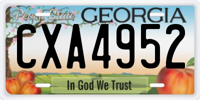 GA license plate CXA4952
