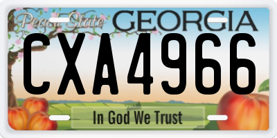 GA license plate CXA4966