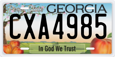 GA license plate CXA4985