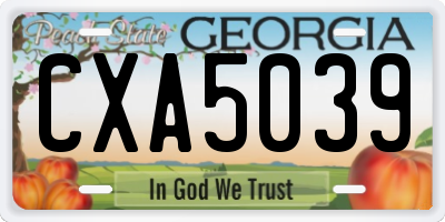 GA license plate CXA5039
