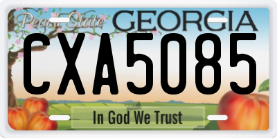 GA license plate CXA5085