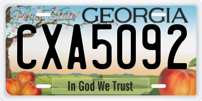 GA license plate CXA5092