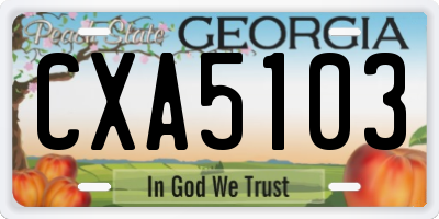 GA license plate CXA5103