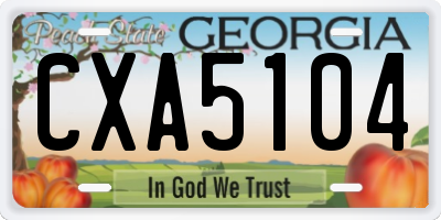 GA license plate CXA5104