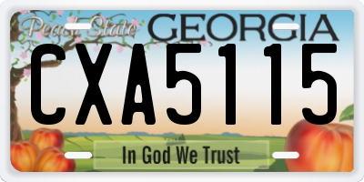 GA license plate CXA5115