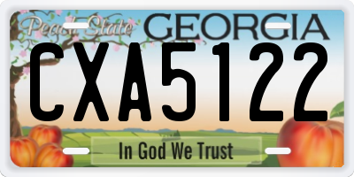 GA license plate CXA5122