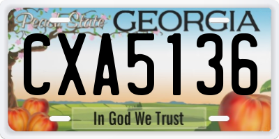 GA license plate CXA5136