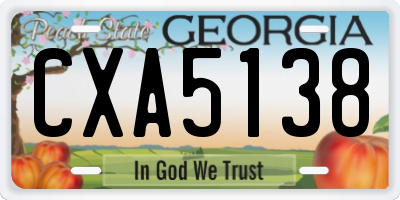 GA license plate CXA5138