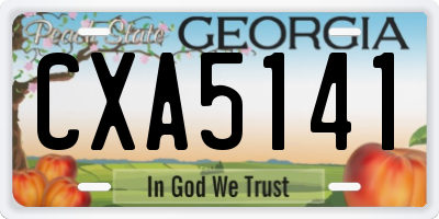 GA license plate CXA5141
