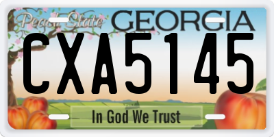 GA license plate CXA5145