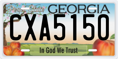 GA license plate CXA5150