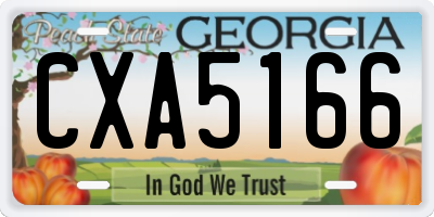 GA license plate CXA5166