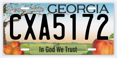 GA license plate CXA5172