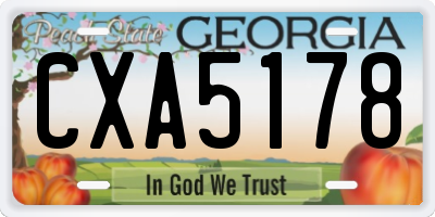 GA license plate CXA5178