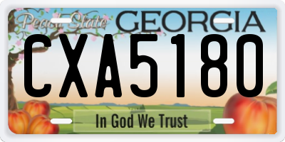 GA license plate CXA5180