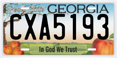 GA license plate CXA5193