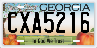 GA license plate CXA5216