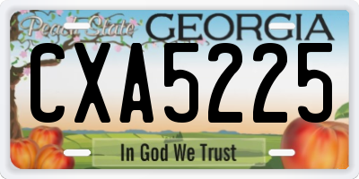 GA license plate CXA5225
