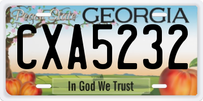 GA license plate CXA5232