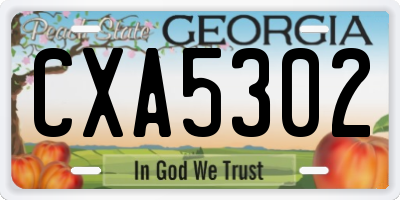 GA license plate CXA5302