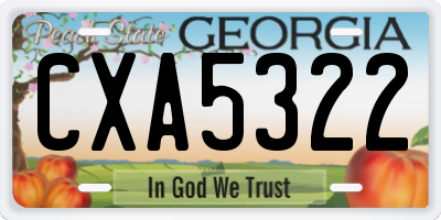 GA license plate CXA5322