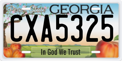 GA license plate CXA5325