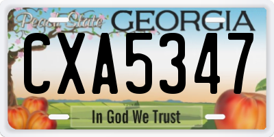 GA license plate CXA5347