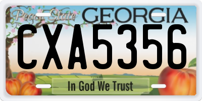 GA license plate CXA5356