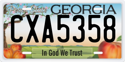 GA license plate CXA5358