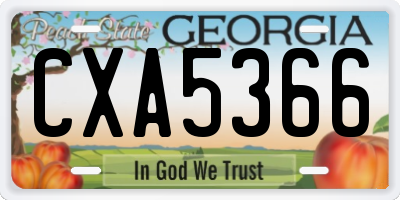 GA license plate CXA5366