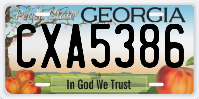 GA license plate CXA5386