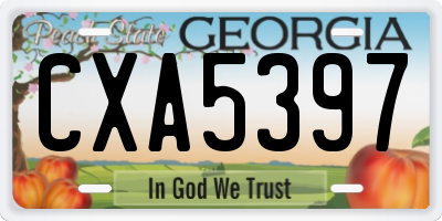 GA license plate CXA5397
