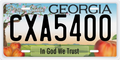 GA license plate CXA5400