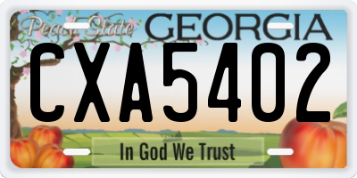 GA license plate CXA5402