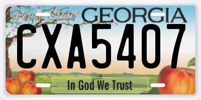 GA license plate CXA5407