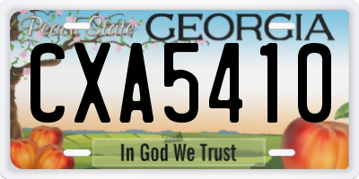 GA license plate CXA5410