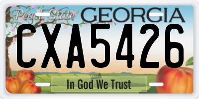 GA license plate CXA5426