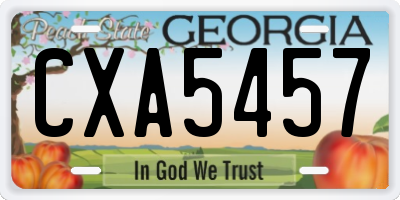 GA license plate CXA5457