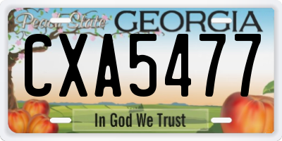 GA license plate CXA5477
