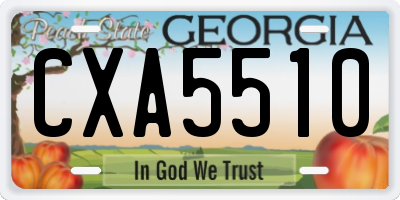 GA license plate CXA5510