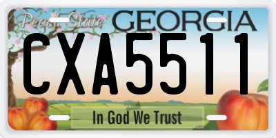 GA license plate CXA5511