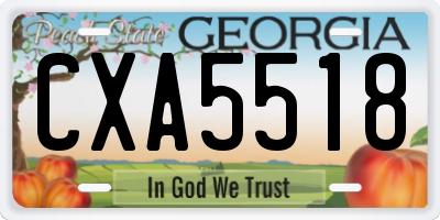 GA license plate CXA5518