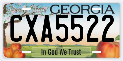 GA license plate CXA5522